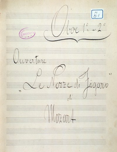 První strana notového záznamu pro hoboj Figarova svatba, opera od Mozarta (19. století) od Unknown artist