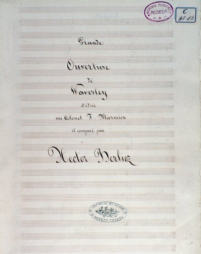 První strana notového záznamu pro Waverley opus 1, předehra, od Hectora Berlioze od Unknown artist