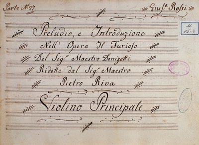 První strana notového záznamu pro housle, Zuřivý na ostrově San Domingo od Gaetana Donizettiho od Unknown artist