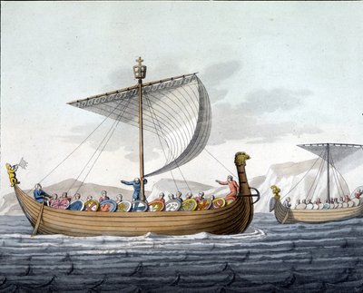 Flotila Viléma I. Dobyvatele (1027 - 1087) plující do Anglie - ve „starém a moderním kostýmu““ od Ferrario, ed. Milán od Unknown artist