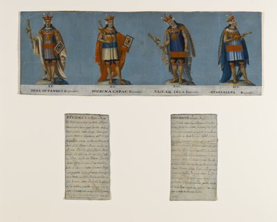 Čtyři králové Inků: Tupac Yupanqui, Huayna Capac, Huascar Inca, Atahuallpa, počátek 19. století od Unknown