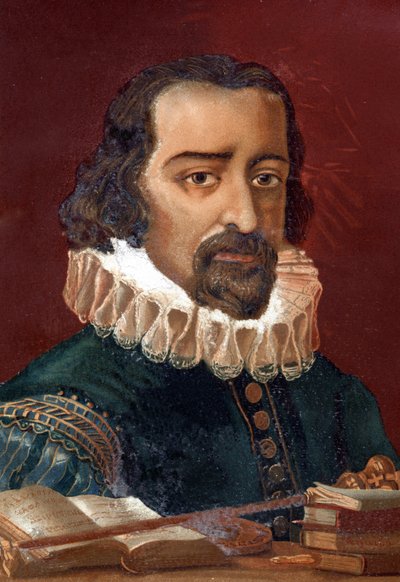 Francis Bacon (1561-1626), anglický kancléř a filozof podle „Vědy a jejích mužů od Louise Figuiera“. Barcelona 1881 od Unknown artist
