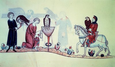 Fridrich II. (1194 - 1250) německý císař v roce 1212. Miniatura pochází ze sokolovny ze 13. století. Paříž. B N od Unknown artist