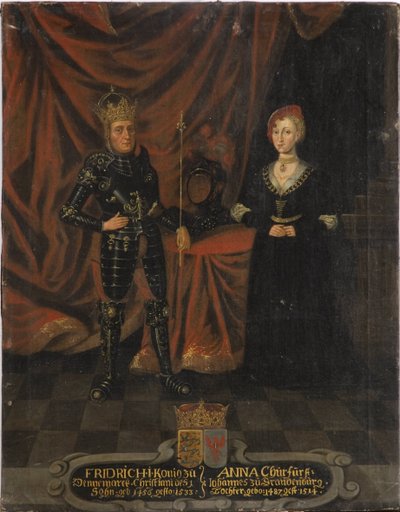 Frederic I. de Danemark (Frederic de Schleswig Holstein) et Anne de Brandebourg - král Frederick I. Dánský (1471-1533) a Anna Braniborská (1487-1514), Anonym . Olej na plátně. Rozměr: 103 x 79,5 cm. Národní muzeum Stockholm od Unknown artist