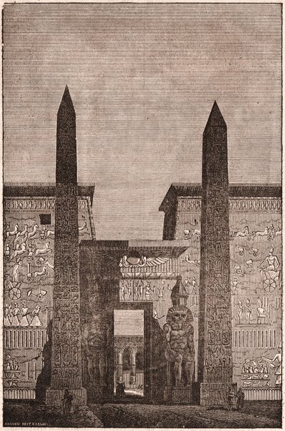 Čelní pohled na rekonstrukci Luxorských obelisků v Egyptě od Unknown