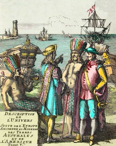 Frontispice of “” Popis vesmírné suity starověké a moderní Evropy, jižních zemí a Ameriky”” Volume V, od Alaina Manessona Malleta (1630-1706) od Unknown artist