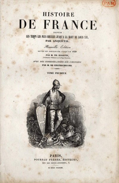 Frontispis „Historie Francie“ od Anquetila. 1838. od Unknown artist