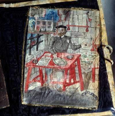Frontispice sbírky básní portugalského básníka Luise Vaz de Camoes, známého jako Camoans (1525-1580). Básník je tam uvězněn. Lisabon, Národní muzeum starověkého umění od Unknown artist