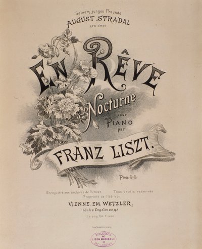 Frontispice partitury "" En reve "" od Franze Liszta (1811-1886) Bologna z 19. století, městské hudební muzeum od Unknown artist