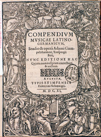 Frontispis kompendia hudby od Adama Gumpelzhaimera od Unknown artist