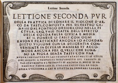 Frontispis Second Lettione od Silvestra Ganassiho z Fontego od Unknown artist