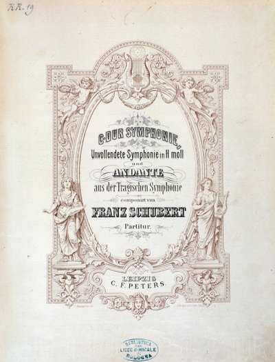 Frontispis partitury Nedokončené symfonie Franze Schuberta od Unknown artist