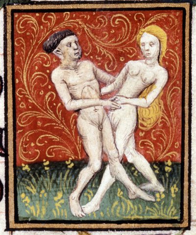 Blíženci. Miniatura horoskopu. Rukopis 15. století. Bibl. Trivulziana, Milán. od Unknown artist