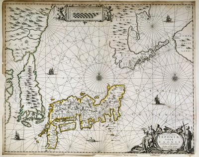 Zeměpisná mapa Japonska, Koreje a Jižní Číny od Unknown artist