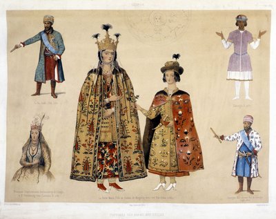 Gruzínská kostýmní rada v 16. a 17. století: král Irakli (1744 - 1798), Gheorghi X (1687), princezna Chartchevadze (velvyslankyně Gruzie v Petrohradu za Kateřiny II. 1780), královna Marie (s ní dcera Dadiana z Mingrelie syn Otthia 1 od Unknown artist