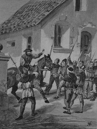 Německá selská válka (1524-1526): Feuerbacher a vzbouření sedláci, Matern Feuerbacher byl vůdcem sedláků v selské válce. od Unknown artist