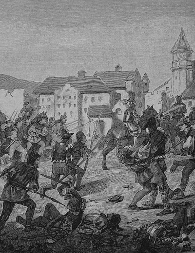 Německá selská válka (1524-1526): Bouře u Weinsbergu od Unknown artist