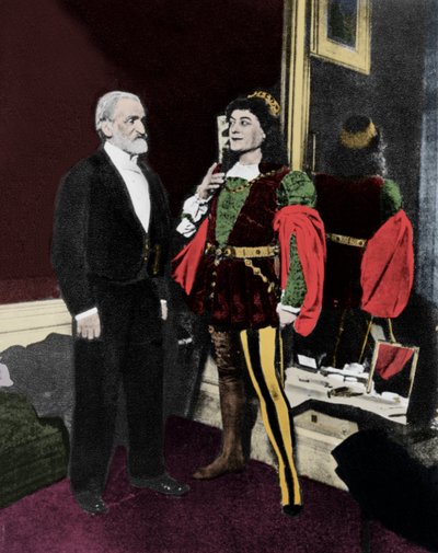 Giuseppe Verdi a Victor Maurel (v Iago) v únoru 1887 v milánské Scale po premiéře Otella. od Unknown artist
