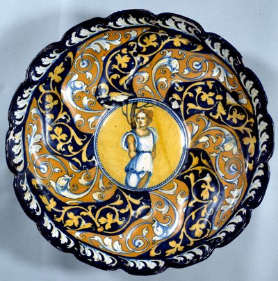 Godronnee fajánsový pohár zdobený angelotem. Paříž 16. století, muzeum Louvre od Unknown artist