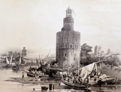Zlatá věž, Sevilla, “Umělecké a monumentální Španělsko slavných míst a památek Španělska”” od Dona Genara Pereze de Villa od Unknown artist
