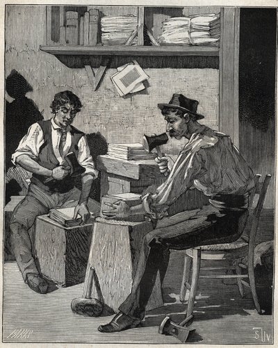 Zlatý šlehač. Rytina z roku 1885 v „“Les arts et metiers illustres““ od Adolphe BITARDA. od Unknown artist