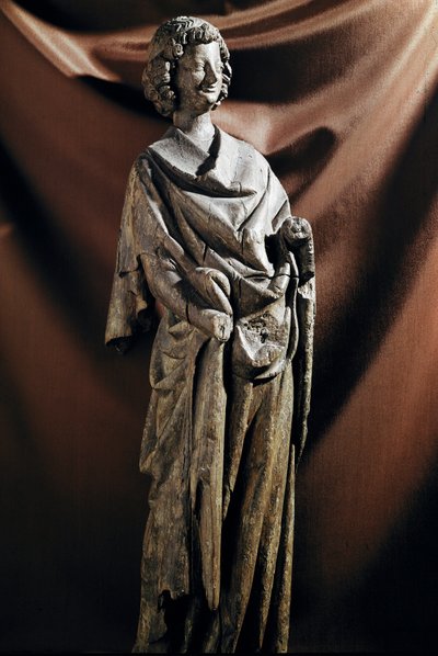 Gotické umění: "Anděl"" Dřevěná socha. 13. století Rozm. 72 cm Paříž, muzeum Louvre od Unknown artist