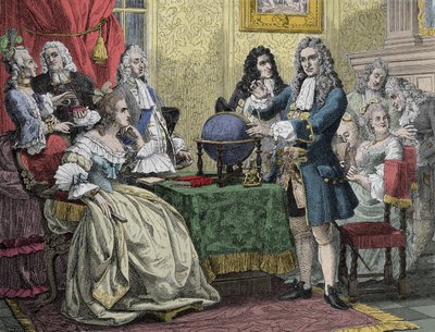 Gottfried Wilhelm Leibniz (1646-1716) na návštěvě královny Sophie Charlotte z Pruska (Sophie-Charlotte z Hannoveru od Unknown artist