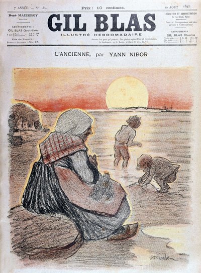 Babička a děti v zapadajícím slunci, “” Gil Blas”” 20. srpna od Unknown artist