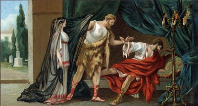 Velké řecké tragédie: „Alceste““ od Euripida. Apollo získal od Parques, že Admete, král Pheres, který mu byl drahý, nezemře, pokud v den jeho trepas někdo svolí zemřít za něj. Admeteina manželka Alceste se postavila, aby ho zachránila od Unknown artist