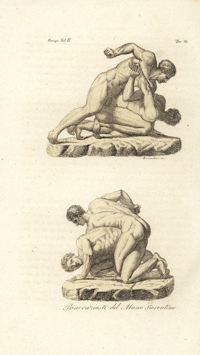 Řečtí sportovci soutěžící v bojovém umění Pankration od Unknown artist