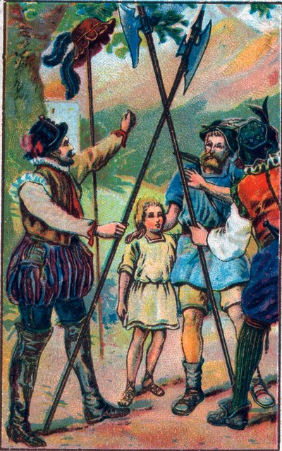 Guillaume Tell (William Tell) (legendární hrdinové švýcarské nezávislosti) se odmítl sklonit před kloboukem. Chromolitografie konce 19. století. od Unknown artist