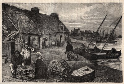Obydlí Poucheurs v Concarneau - Finistere - Breatgane - rytina „“ PATRIE“ - PECTURESSE POPIS FRANCIE V 6 SVAZTECH LUCIEN HUARD - konec 19. stol. od Unknown artist