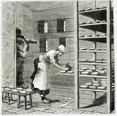 Haloir (neboli sušička) pro výrobu hermelínového sýra - v „“The Wonders of the industry”” od Louise Figuiera od Unknown artist
