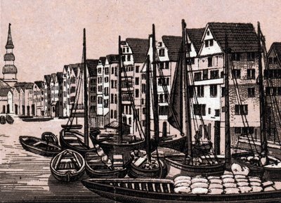 Hamburk (Hamburg), Německo: pohled na Wandrahmfleeth. v „“ Svět ilustruje 168 pohledů““ Nedatováno (konec 19. století) od Unknown artist