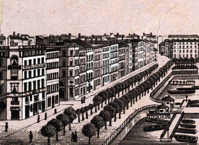 Hamburk, Německo: pohled na starý Jungfernstieg (starý Jungfernstieg v Hamburku). v „“ Svět ilustruje 168 pohledů““ Nedatováno (konec 19. století) od Unknown artist