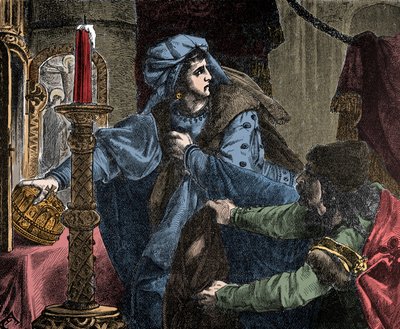 Helene Kottanner (Kottanerin, Kottannerin) (1439-1440) ukradne královskou korunu svatého Štěpána (Svatá uherská koruna) v roce 1440 (Stephen I. Uherský) ( od Unknown artist