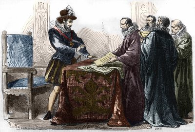 Henri IV (1553 - 1610) podpisem Edit of Nantes dne 13. dubna 1598. od Unknown artist