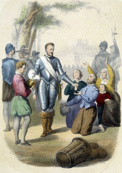 Jindřich IV (1553 - 1610) v ústředí Paříže v roce 1594. od Unknown artist