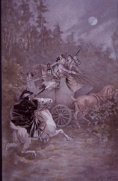 Highwayman zvedne dostavník na počátku 19. století (barva lito) od Unknown artist