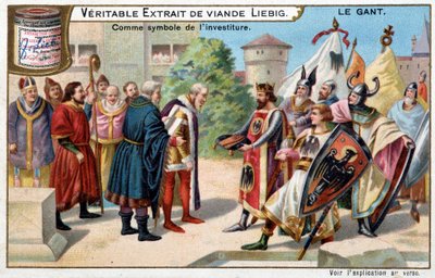Historie rukavice: rukavice jako symbol investitury - Liebigova chromolitografie od Unknown artist