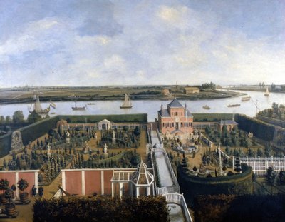 Dům na břehu řeky. ilustrace 17. století. Historické muzeum Amsterdamu od Unknown artist