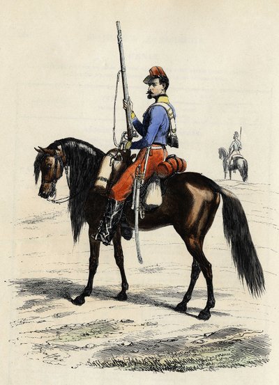 Lovec Afriky na koni, regiment vytvořený v roce 1831 a přítomný v Alžírsku v roce 1832, v „L