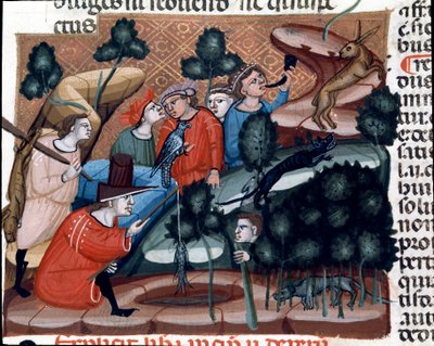 Lovecké scény Miniatura převzatá z Justiniánského zákoníku (Codex Justinianus), sbírky zákonů a institucí vydaných za římského císaře Justiniána I. Byzantského (483-565) od Unknown artist