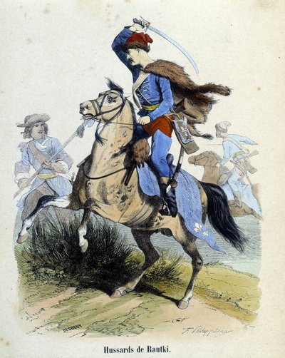 Husaři z Rautki v roce 1720 bojovník. od Unknown artist