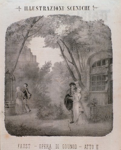 Ilustrace k druhému dějství Fausta od Charlese Gounoda od Unknown artist