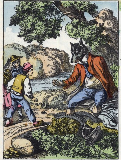 Ilustrace pohádky „Dobrá máma ovečka““. V „“ Pohádky z domova pro nejmenší““. Anonymní rytina 19. století. od Unknown artist