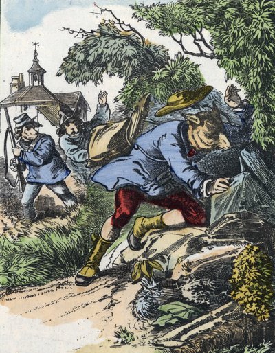 Ilustrace pohádky „Dobrá máma ovečka““. V „“ Pohádky z domova pro nejmenší““. Anonymní rytina 19. století. od Unknown artist