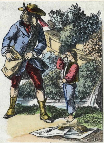 Ilustrace pohádky „Dobrá máma ovečka““. V „“ Pohádky z domova pro nejmenší““. Anonymní rytina 19. století. od Unknown artist