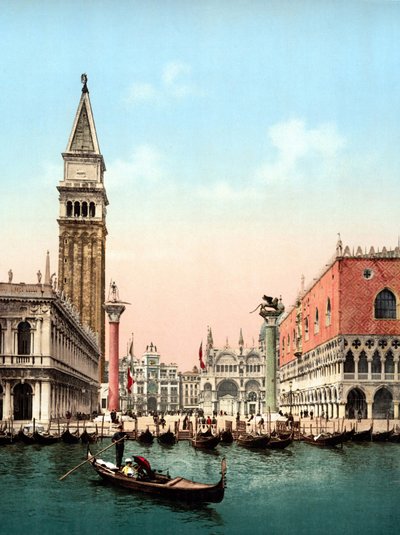 Ilustrace představující náměstí svatého Marka v Benátkách. Fotochrom z konce 19. století. od Unknown artist