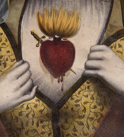 Neposkvrněné Srdce Panny Marie - Náboženský obraz Nejsvětějšího Srdce Panny Marie (Detail) - rytina z 19. století - Sagrado corazon od Maria - Inmaculado Corazon od Maria - od Unknown artist